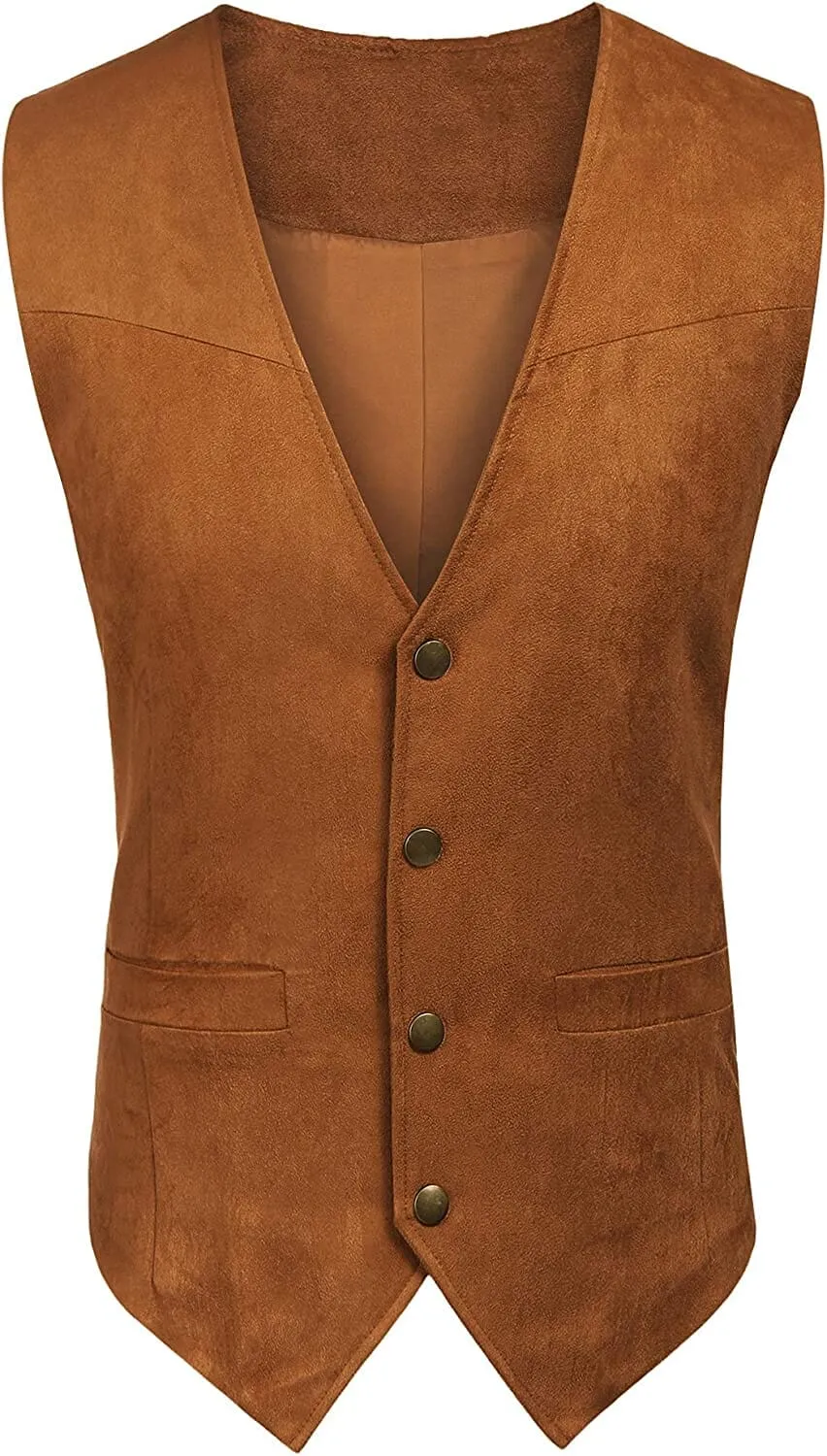 Solid Suede Leather Suit Vest (US Only)