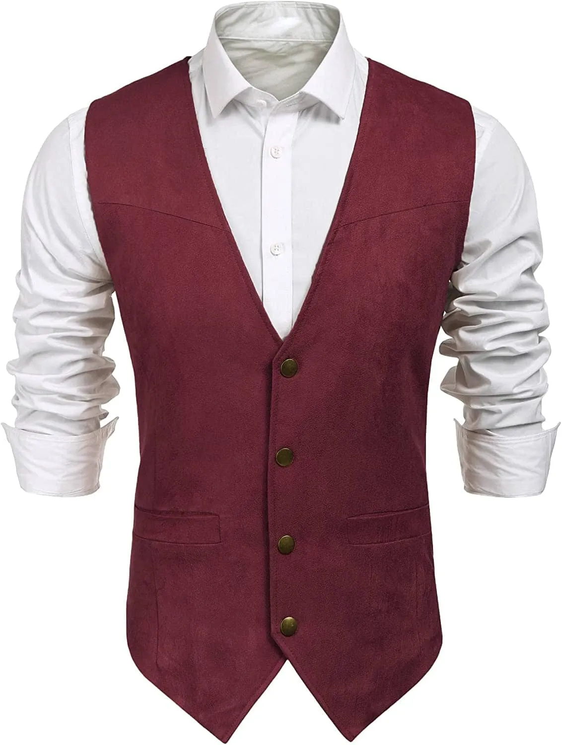 Solid Suede Leather Suit Vest (US Only)