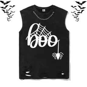 Spider Web Boo Vintage Washed Cotton Vest Top