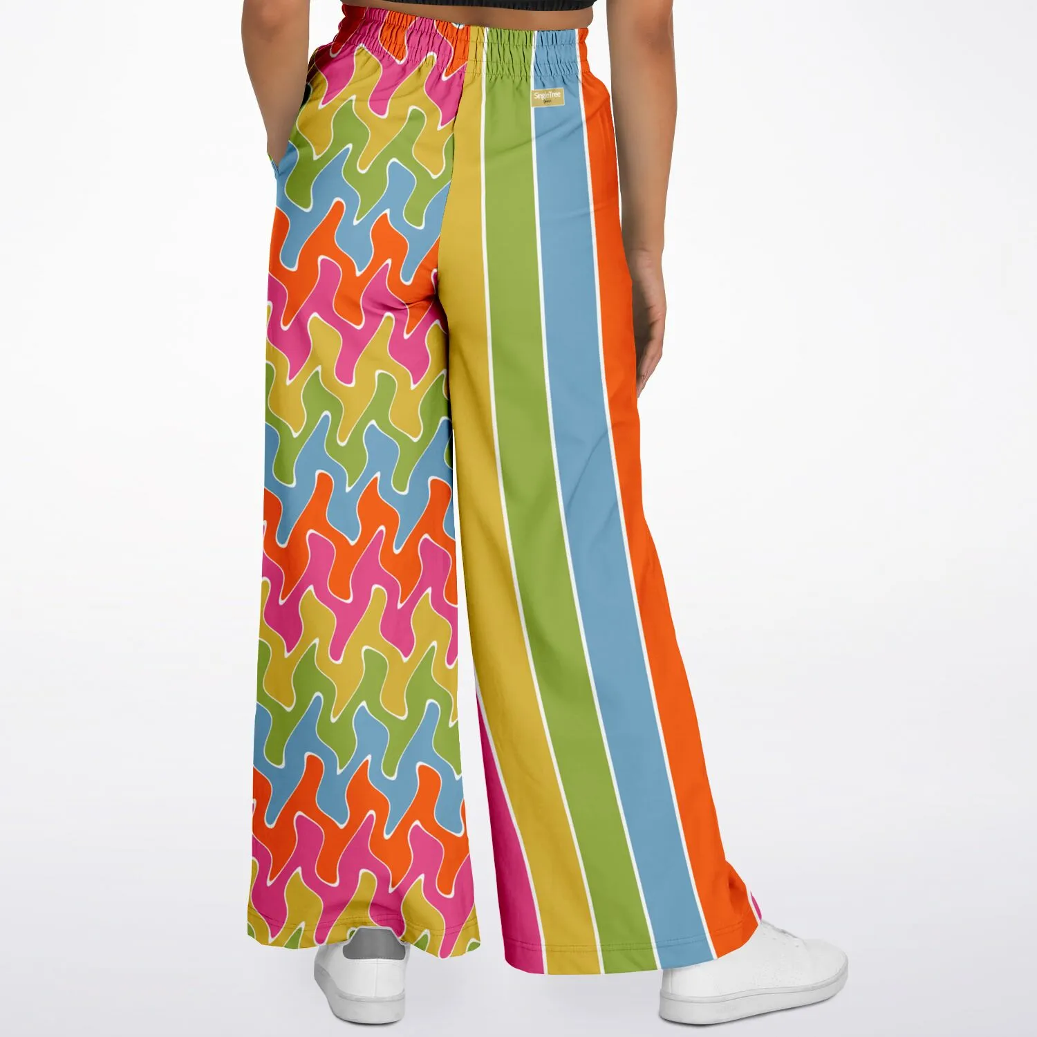 Spring Rain Rugby Stripe Eco-Poly Wide Leg Pants