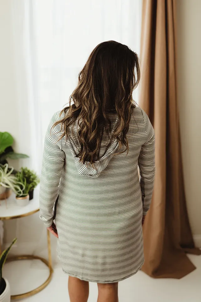 Striped Knit Hoodie Dress