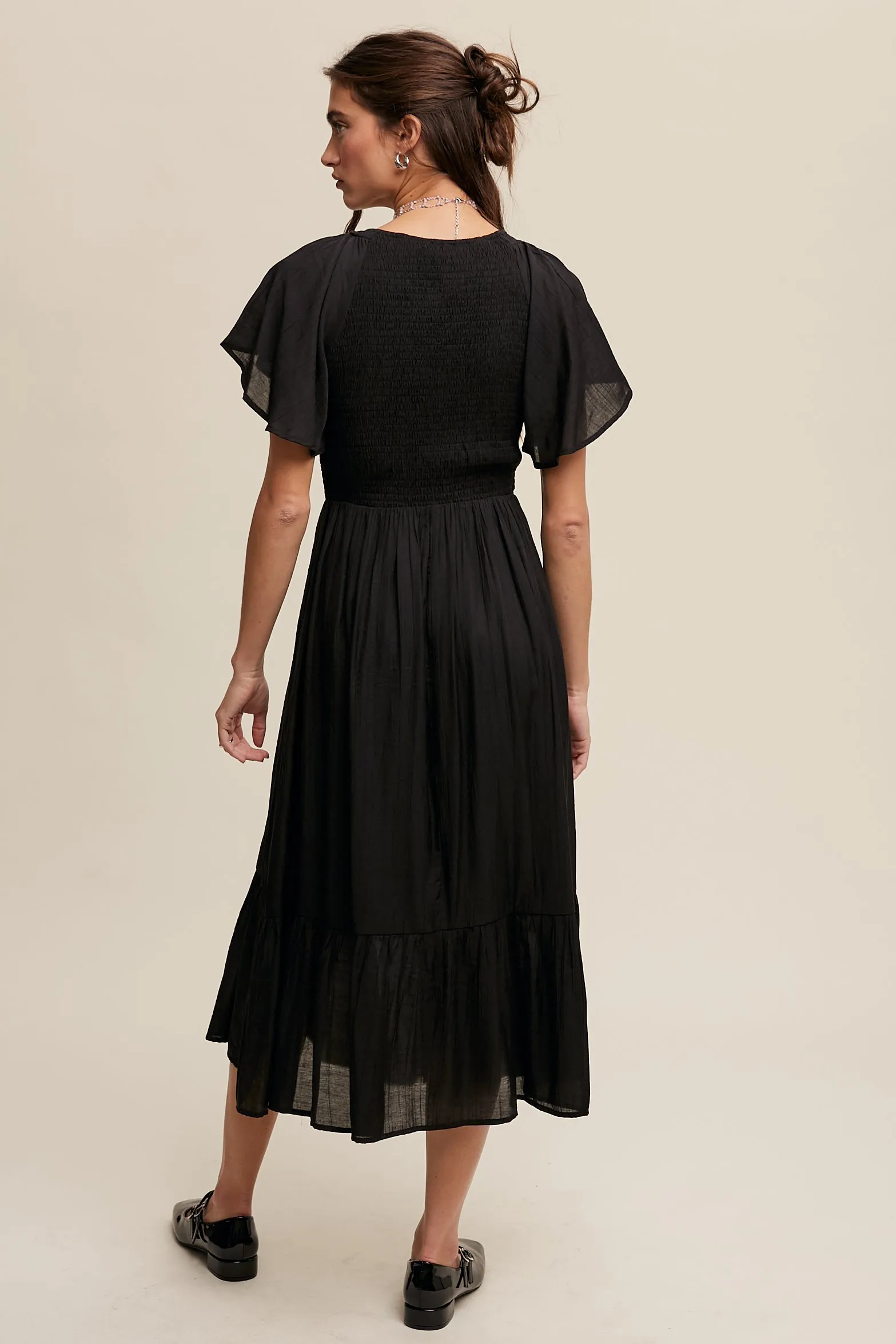 The Deb V-Neck Maxi Dress in Black-Sale