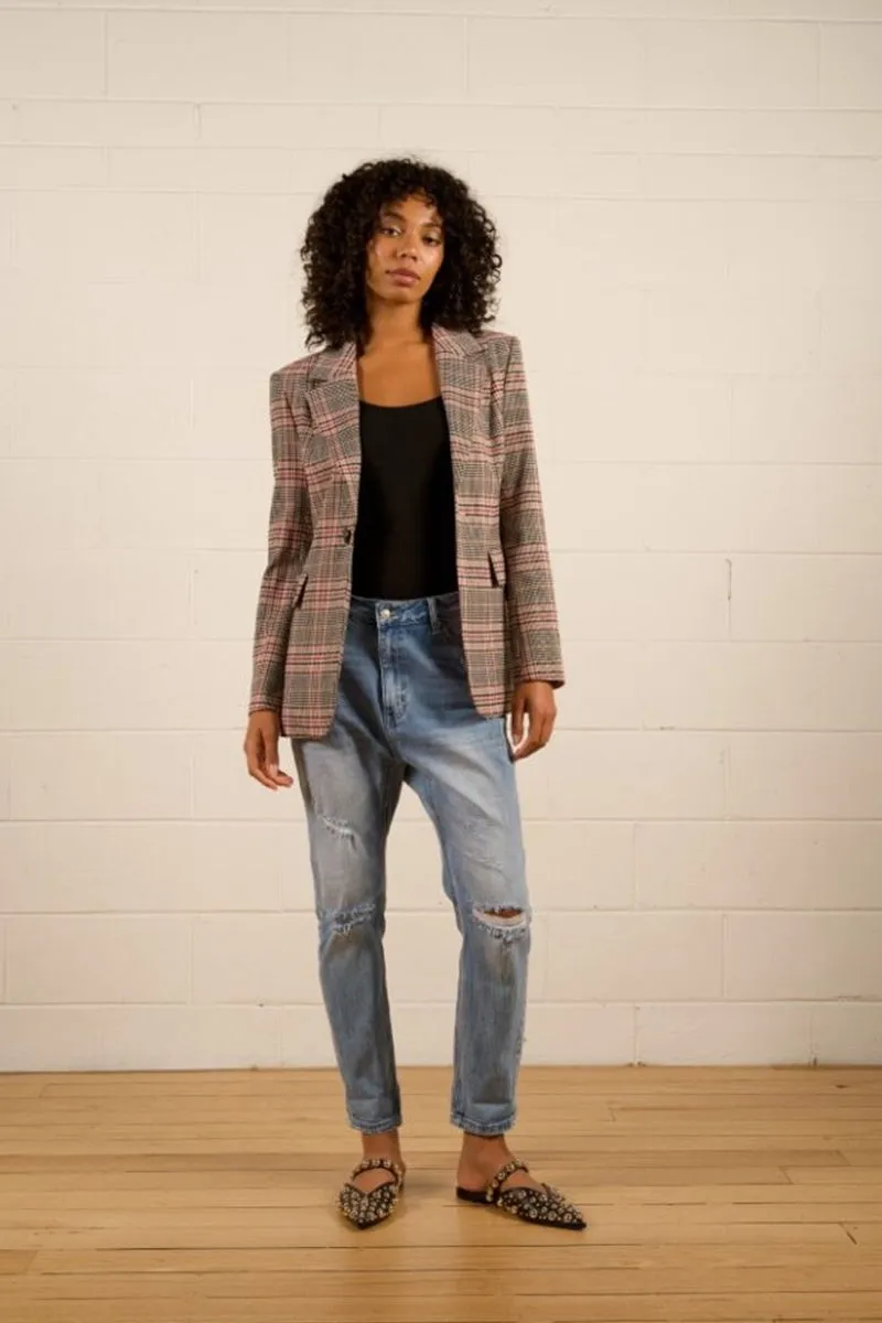 The Others - Jules Longline Blazer - Pink Check