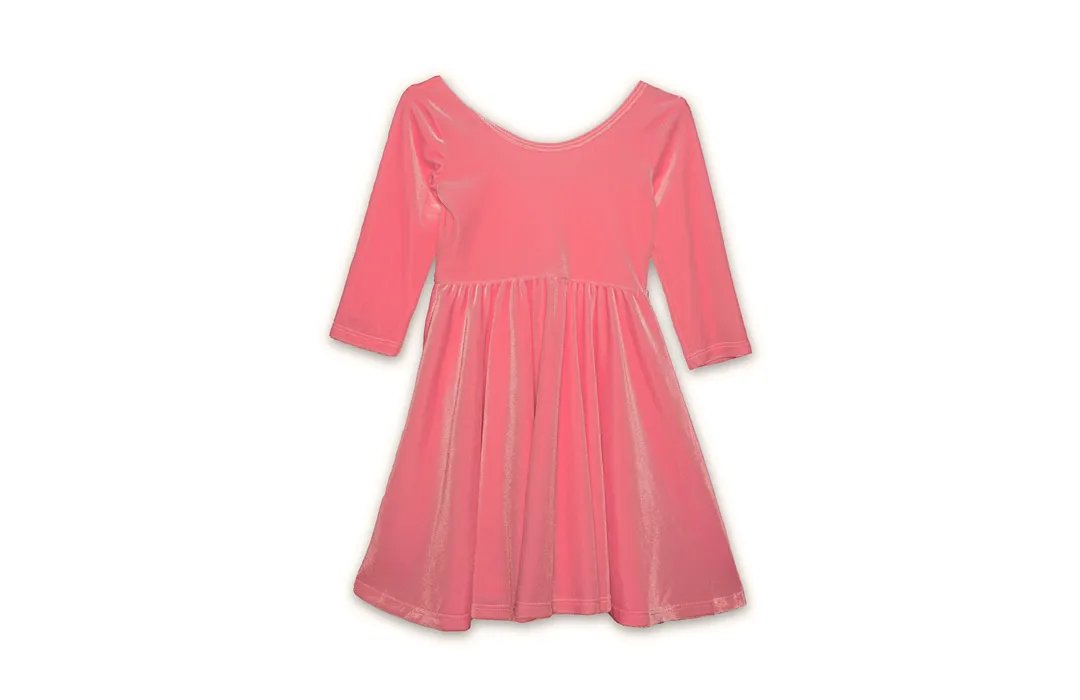 Twirly Dress in Pink Candy Stretch Velvet