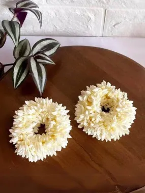 White Stretchable Gajra Bun Rubber Band Scrunchie Floral Bun