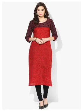 Women Tribal Red Ajrakh Hand Block Cotton Printed Straight Kurta - Bhor