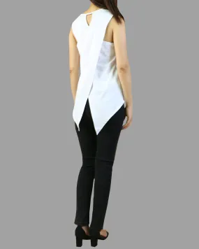 Women's asymmetrical cotton tank top/Summer top/oversize t-shirt/black cotton top(Y1942)