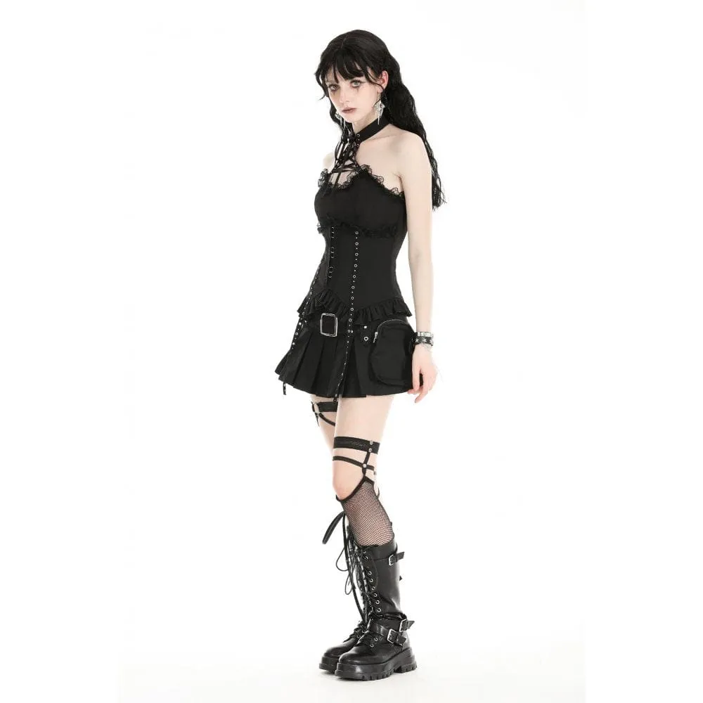 Women's Punk Halterneck Ruffled Vest