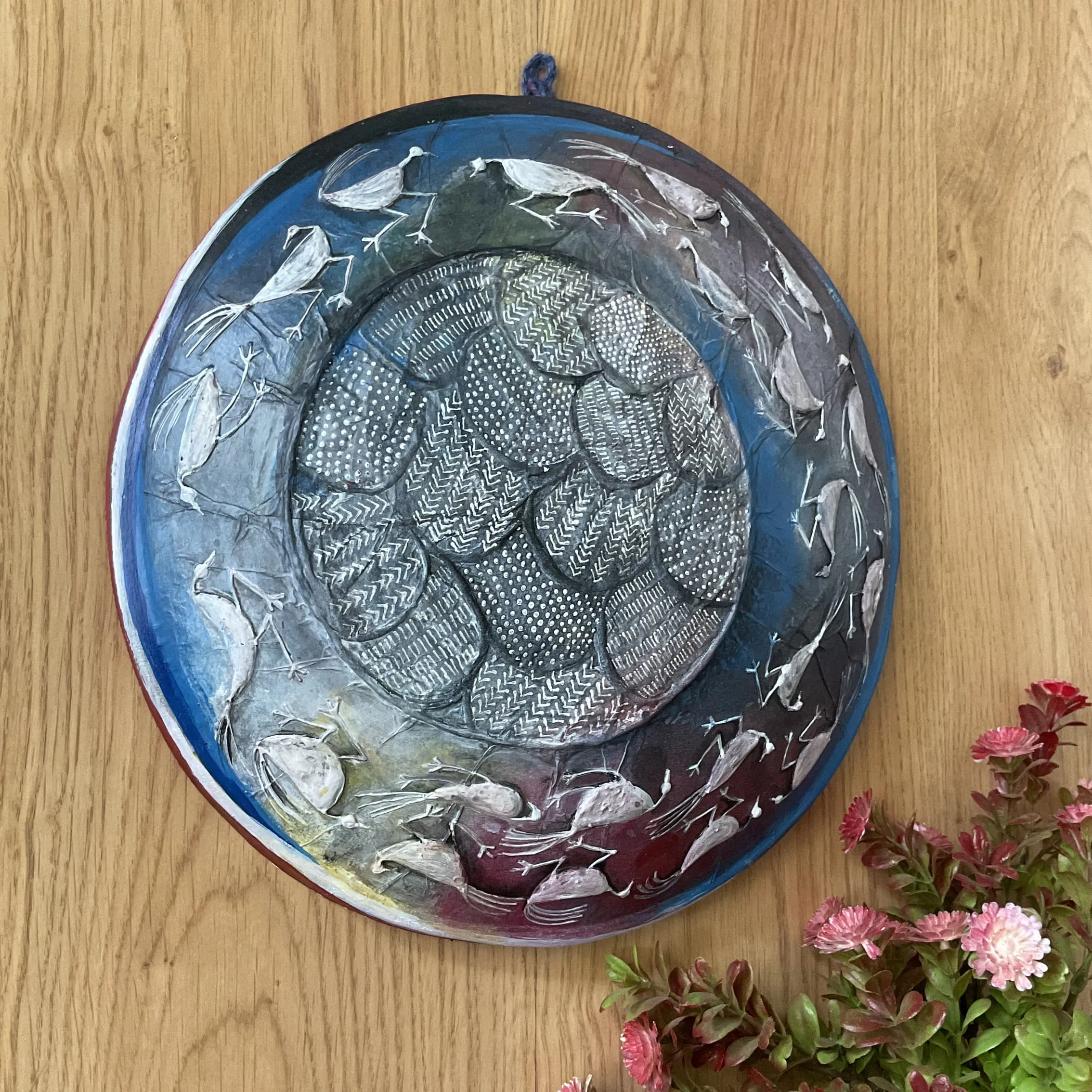 Worli Art Bird Handmade 3D Embossed Round Frame