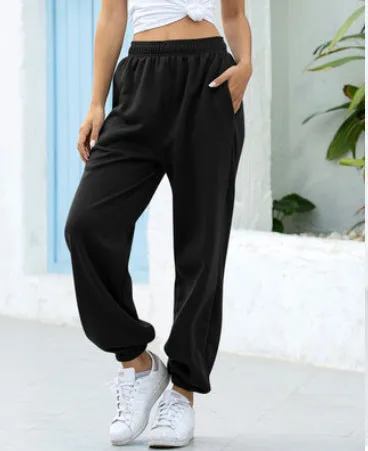 xiangtuibao Elastic-Waist High Waist Wide-Leg Cropped Pants for Women HOT and NEW Cross Border Autumn and Winter New Loose plus Size Casual Pants