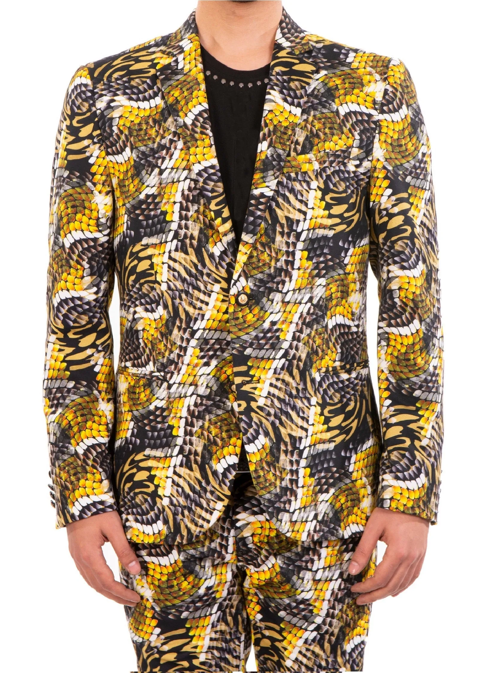 Yellow Snake Print Blazer